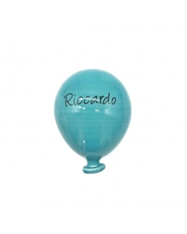 Palloncino Blu Pavone Riccardo H. 8 cm in Ceramica