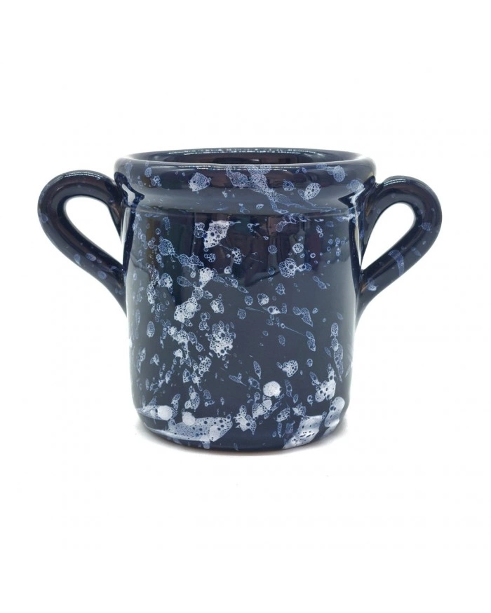 Capasa Da Parete Con Foro Blu Schizzata Bianca H. 11 cm Capasa Da Parete Con Foro Blu Schizzata Bianca H. 11 cm