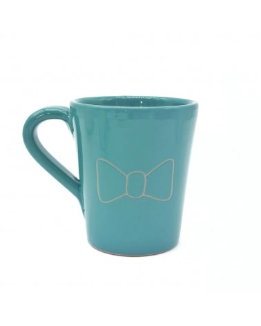 Tazza Mug Blu Pavone Incisione Papillon H. 9 cm in Ceramica
