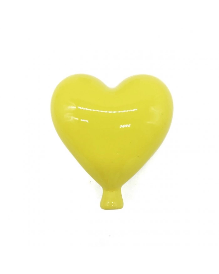 Palloncino Cuore Giallo H. 8-9 cm in Ceramica