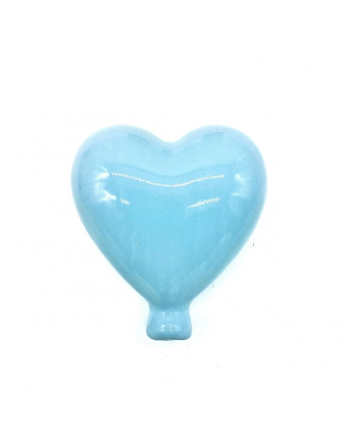 Palloncino Cuore Celeste H. 8-9 cm in Ceramica