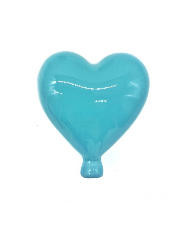 Palloncino Cuore Verde Acqua H. 8-9 cm in Ceramica