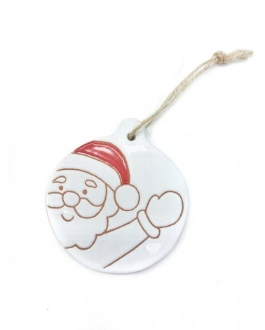 Sfera Piatta Natalizia con Incisione Babbo Natale Cappello Rosso
