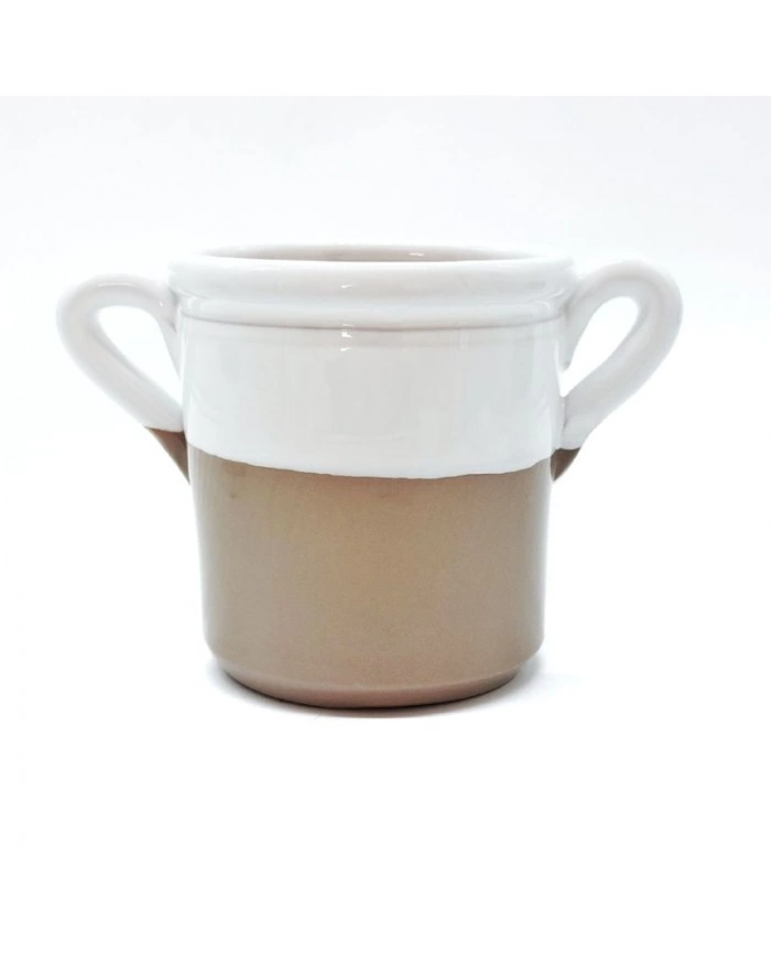 Capasa Da Parete Con Foro Bicolore Bianca e Tortora H. 11 cm