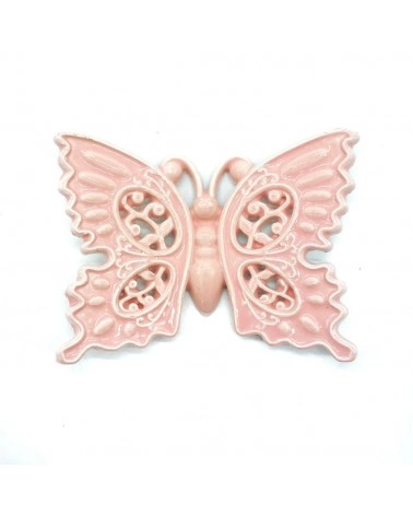 Farfalla Rosa con Magnete H. 6 cm in Ceramica