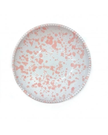 Coppa Bianca Schizzata Rosa in Ceramica Diametro 14 cm