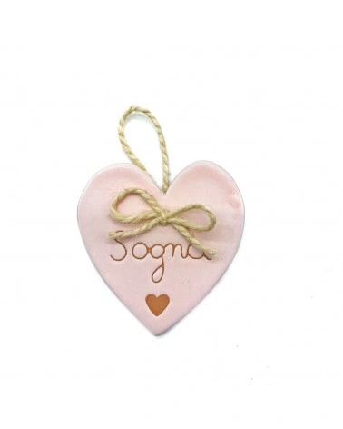 Cuore Piatto Rosa Sogna in Ceramica