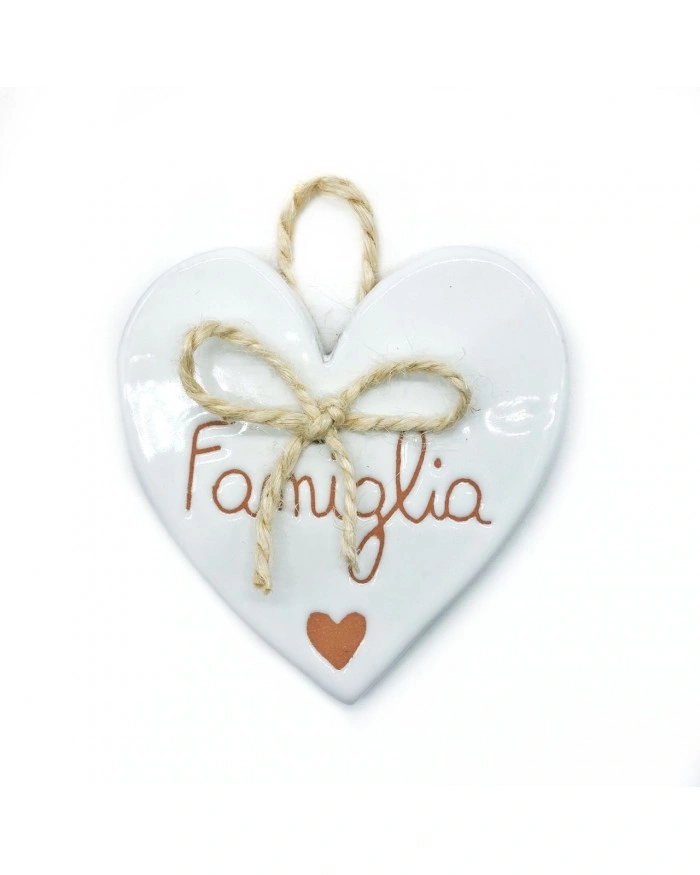 Cuore Piatto Bianco Famiglia Decoro Cuore in Terracotta in Ceramica