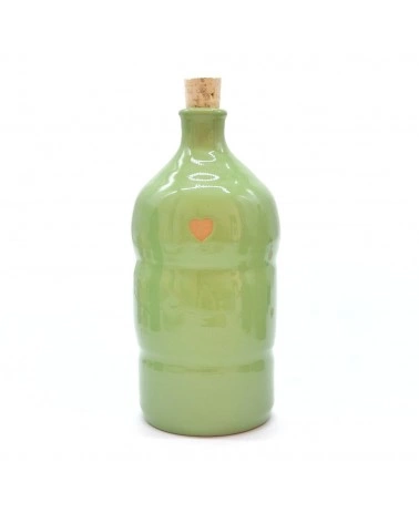 Bottiglia Verde Chiaro Decoro Cuore 500 ml in Ceramica