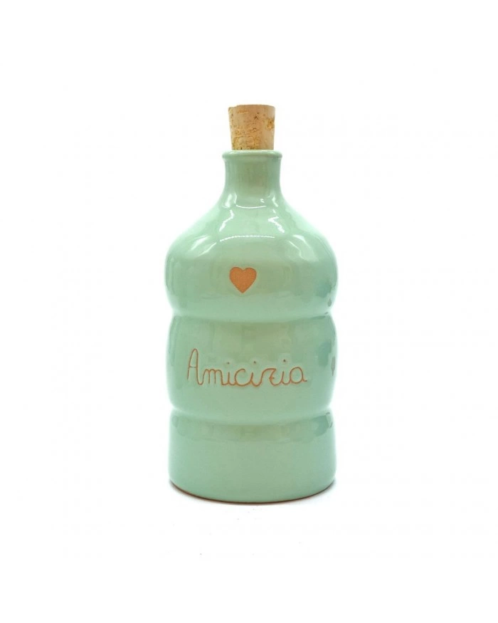 Bottiglia Verde Acqua "Amicizia" Decoro Cuore 250 ml in Ceramica