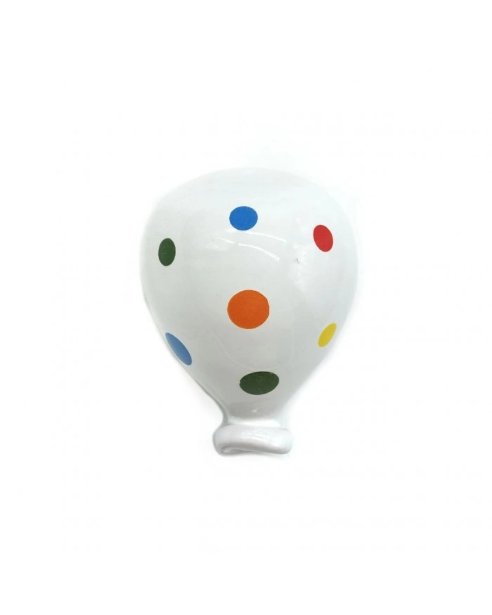 Palloncino 3D Bianco Con Pois Colorati H. 6 cm in Ceramica