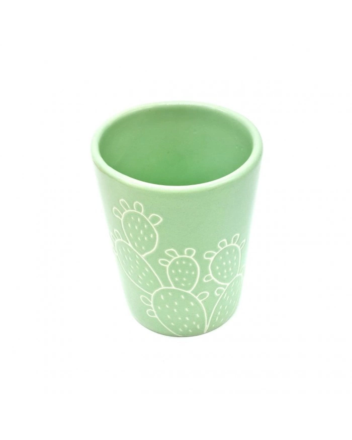 Vaso Portapianta Verde Acqua Pala di Fico d'India H. 10 cm