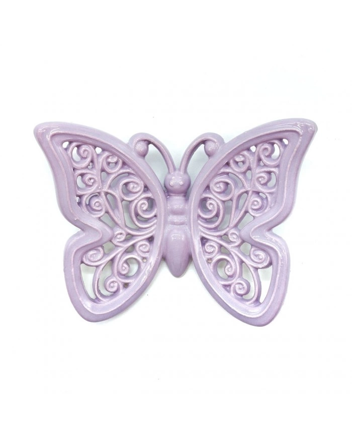 Farfalla Glicine H. 9-10 cm in Ceramica